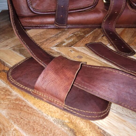 Genuine Leather Messenger Bag Rugged Mailbag Satchel Briefcase Laptop Shoulder - Picture 12 of 16